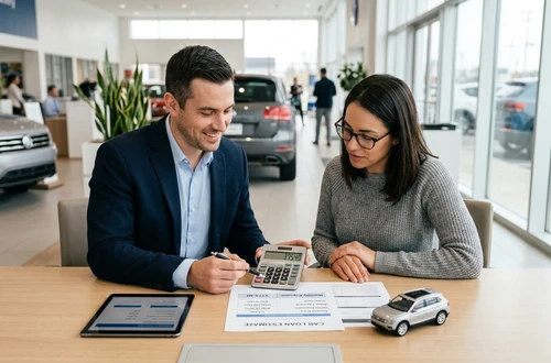 Happy borrower receiving car keys